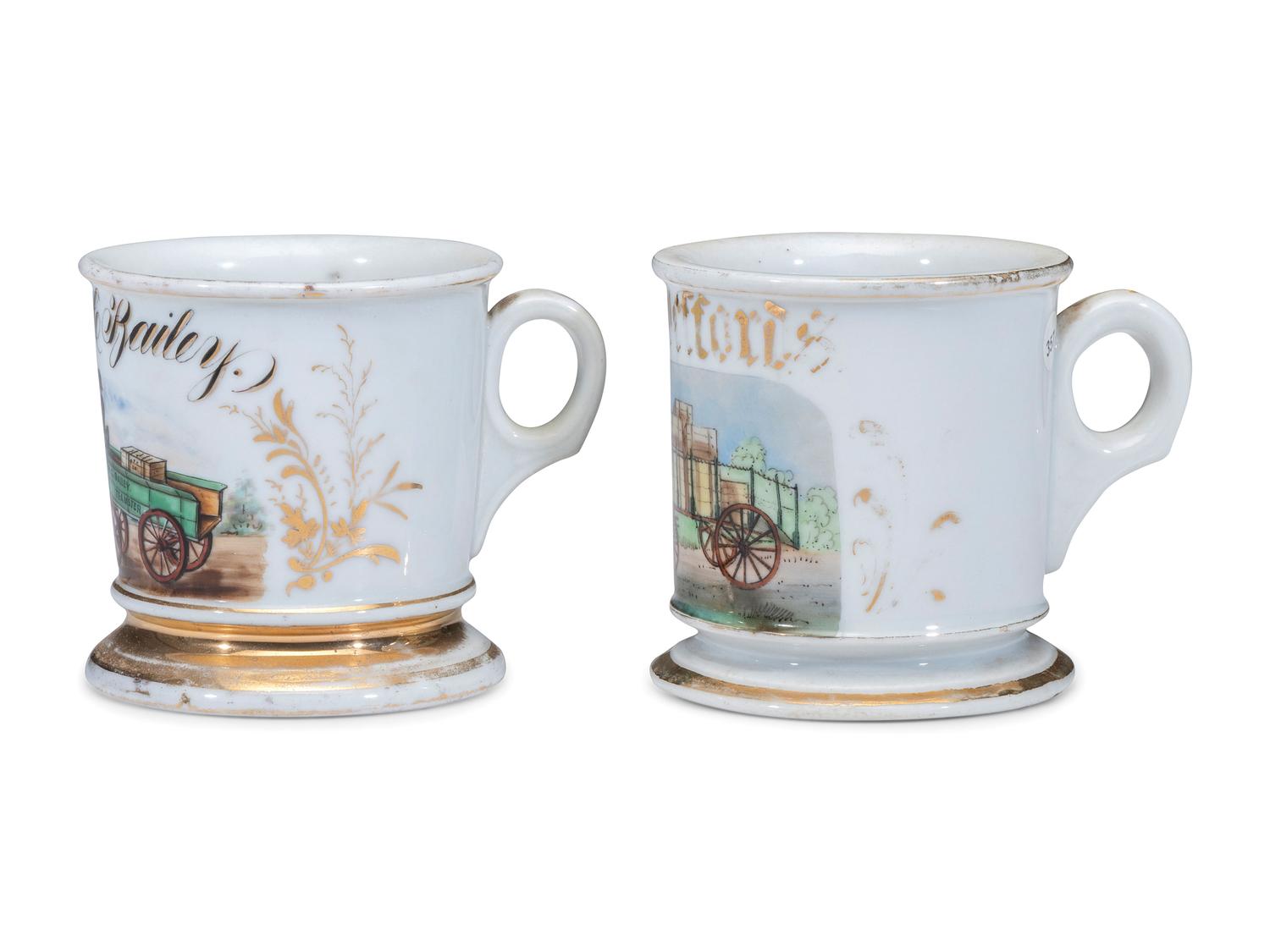 Two Teamster's Porcelain Occupational Shaving Mugs