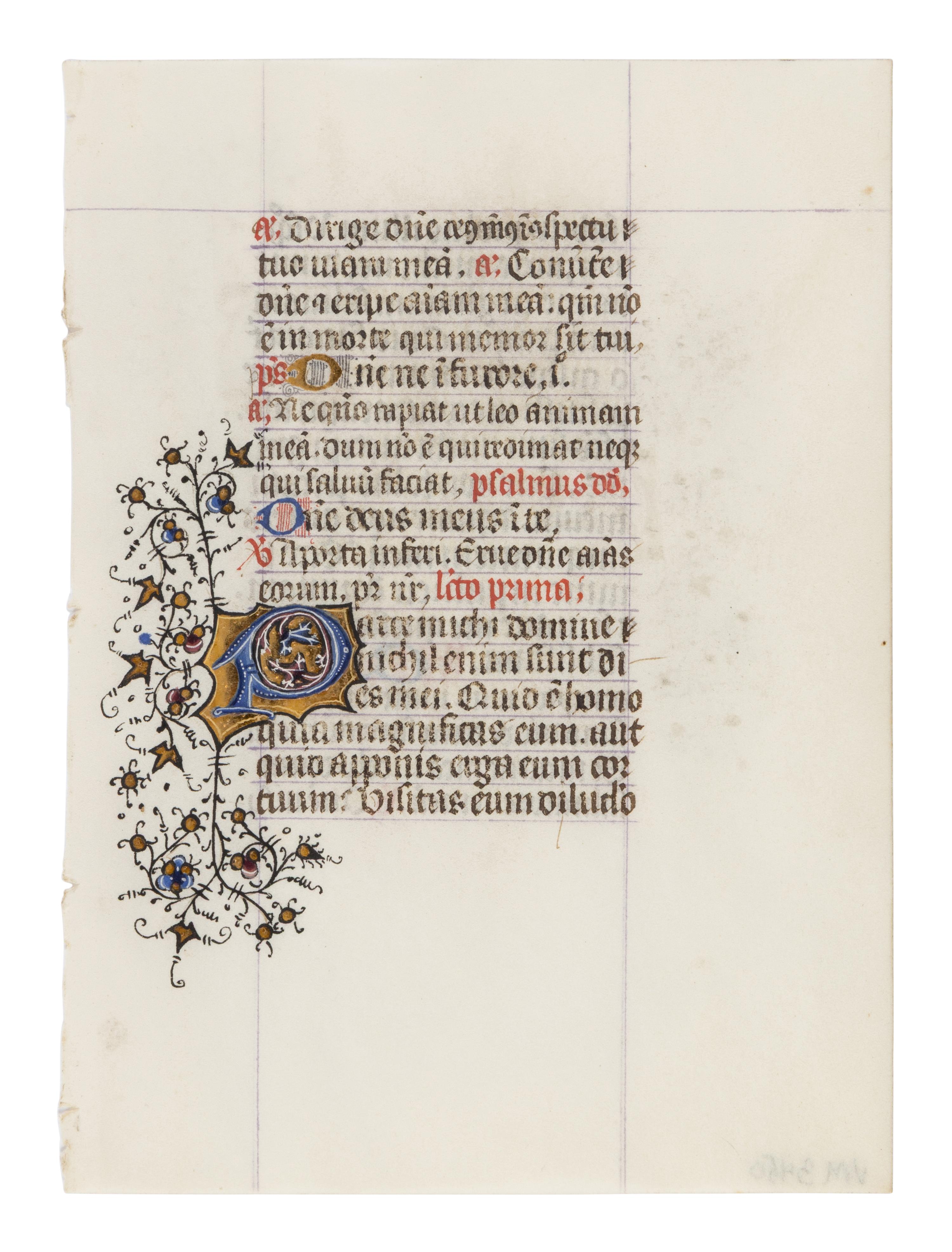 FOUR ILLUMINATED LEAVES FROM ASSORTED BOOKS OF HOURS FROM FRANCE, ITALY, AND THE NETHERLANDS