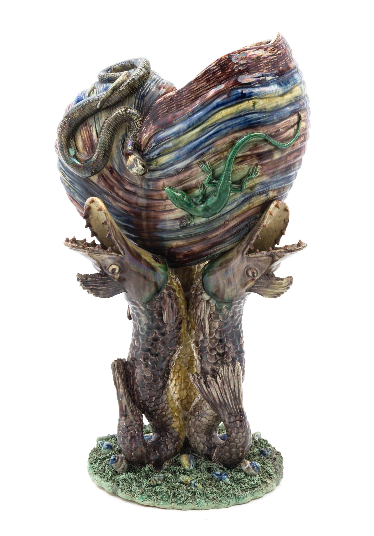 A Continental Majolica Centerpiece Height 17 1/4 inches. — CIRCA 1900