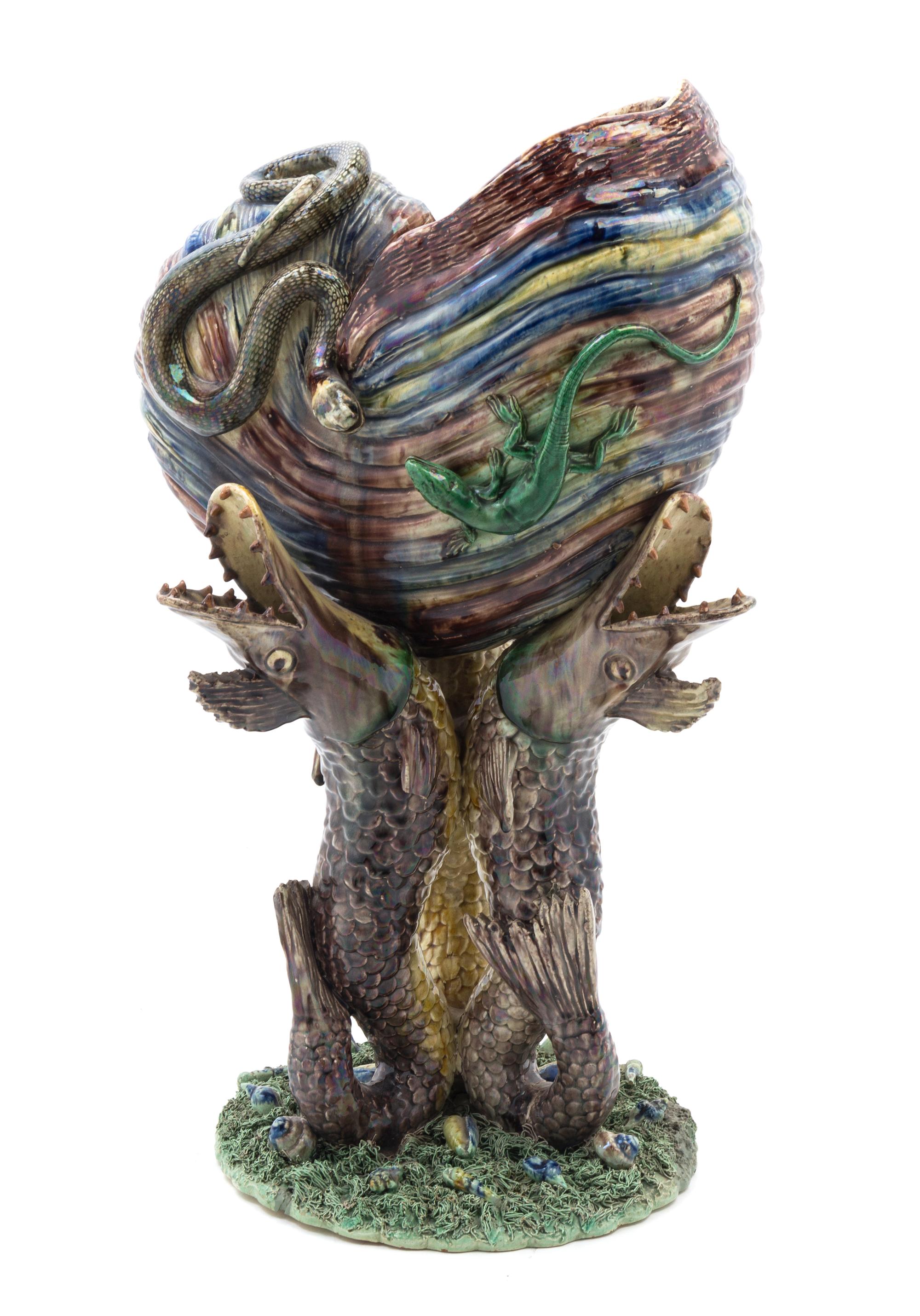 A Continental Majolica Centerpiece Height 17 1/4 inches. — CIRCA 1900