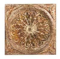 A Large Painted Pressed Metal Ceiling Medallion 48 x 48 inches. — 20TH CENTURY WITH LATER PAINT