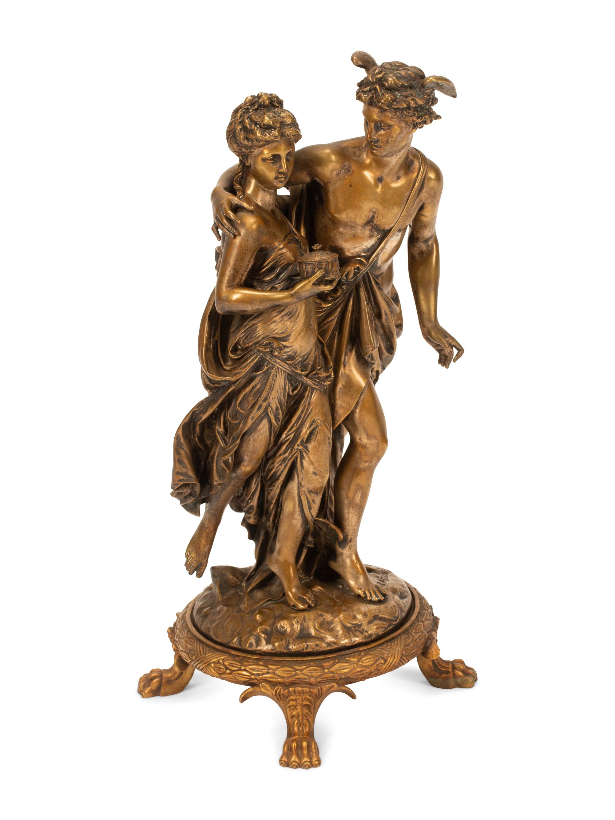 After Jean-Louis Gregoire Late 19th/Early 20th Century Figural Group bronze signed L. Gregoire