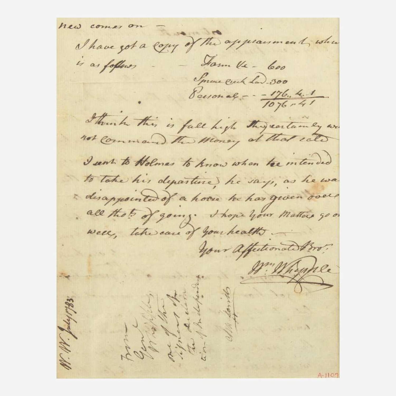 [Declaration of Independence] [New Hampshire] Whipple, William Autograph Letter, signed