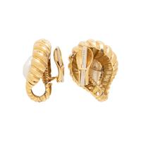 TIFFANY & CO., YELLOW GOLD AND CULTURED BAROQUE PEARL CLIP EARRINGS