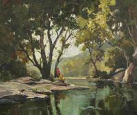 Anthony Thieme (American, 1888-1954) - Fishing by the River