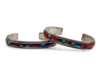Sterling Silver Cobblestone Inlay Cuff Bracelets