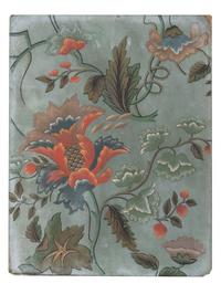 Five Continental Hand Painted Floral Wall Paper Panels