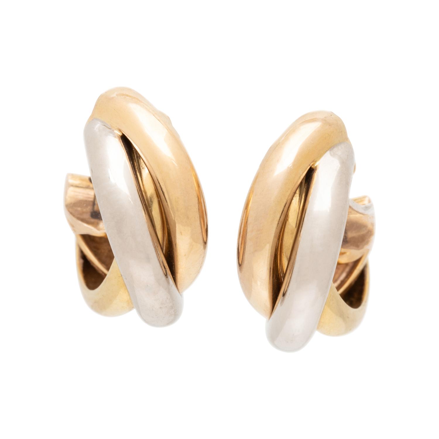 CARTIER, TRICOLOR GOLD 'TRINITY' CLIP EARRINGS