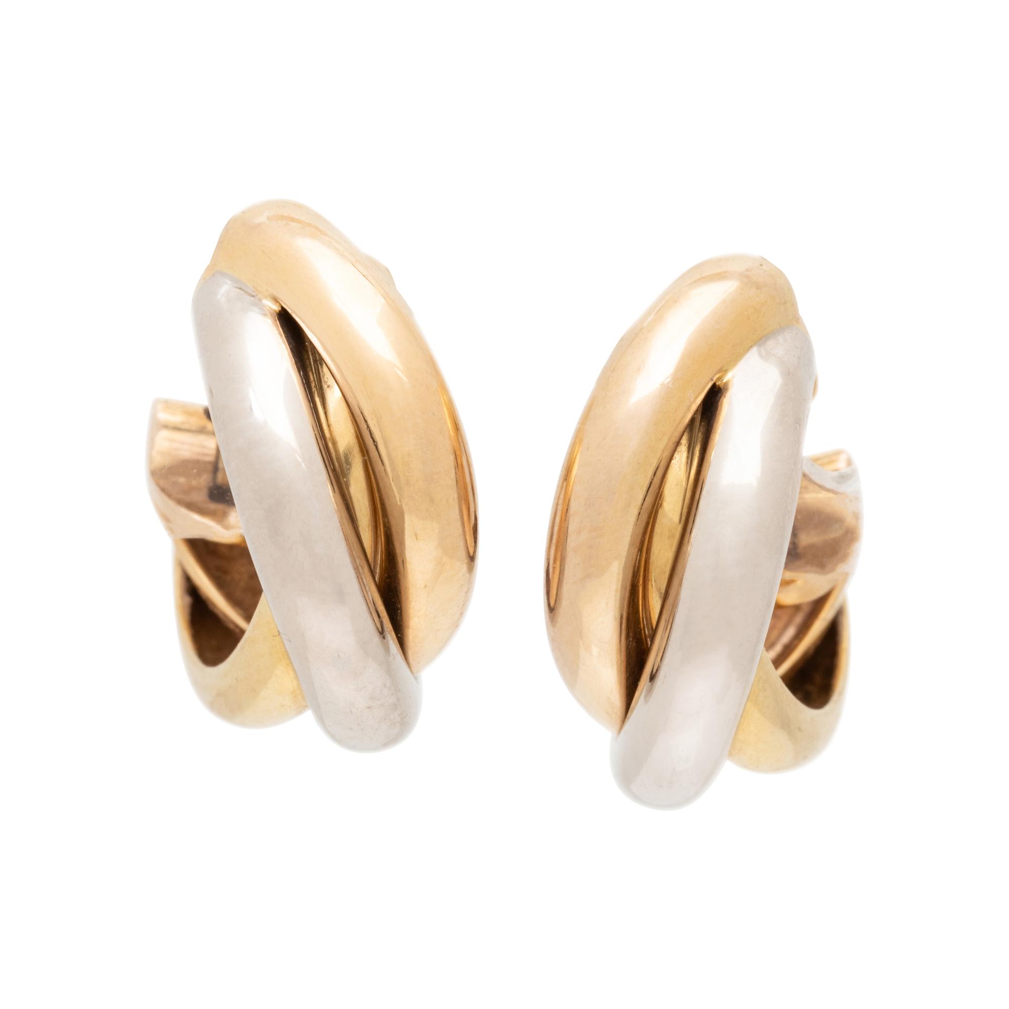 CARTIER, TRICOLOR GOLD 'TRINITY' CLIP EARRINGS
