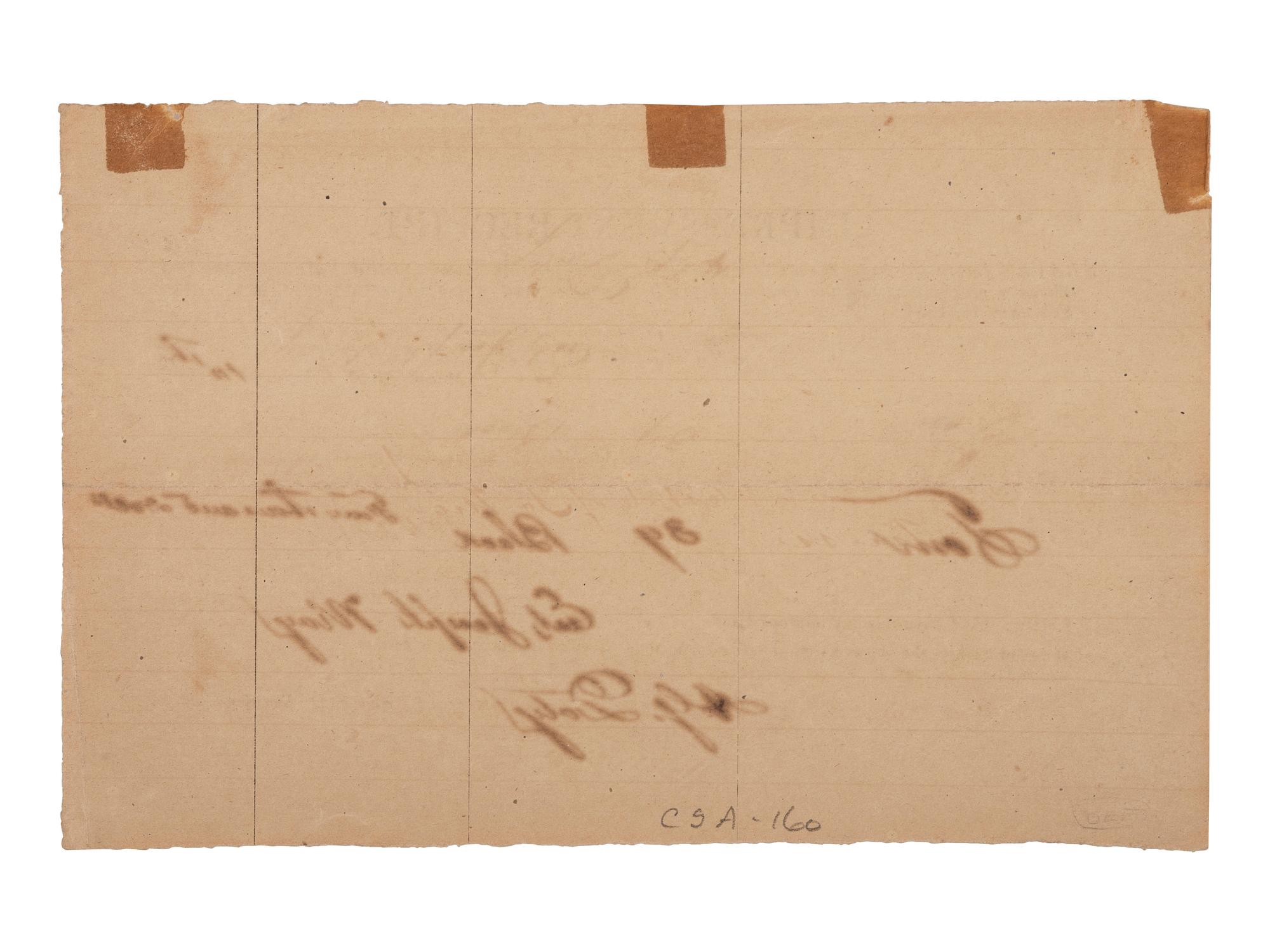 [CIVIL WAR]. "Impressment Receipt" for identified enslaved man. Macon, Mississippi, 11 Feb. 1865.