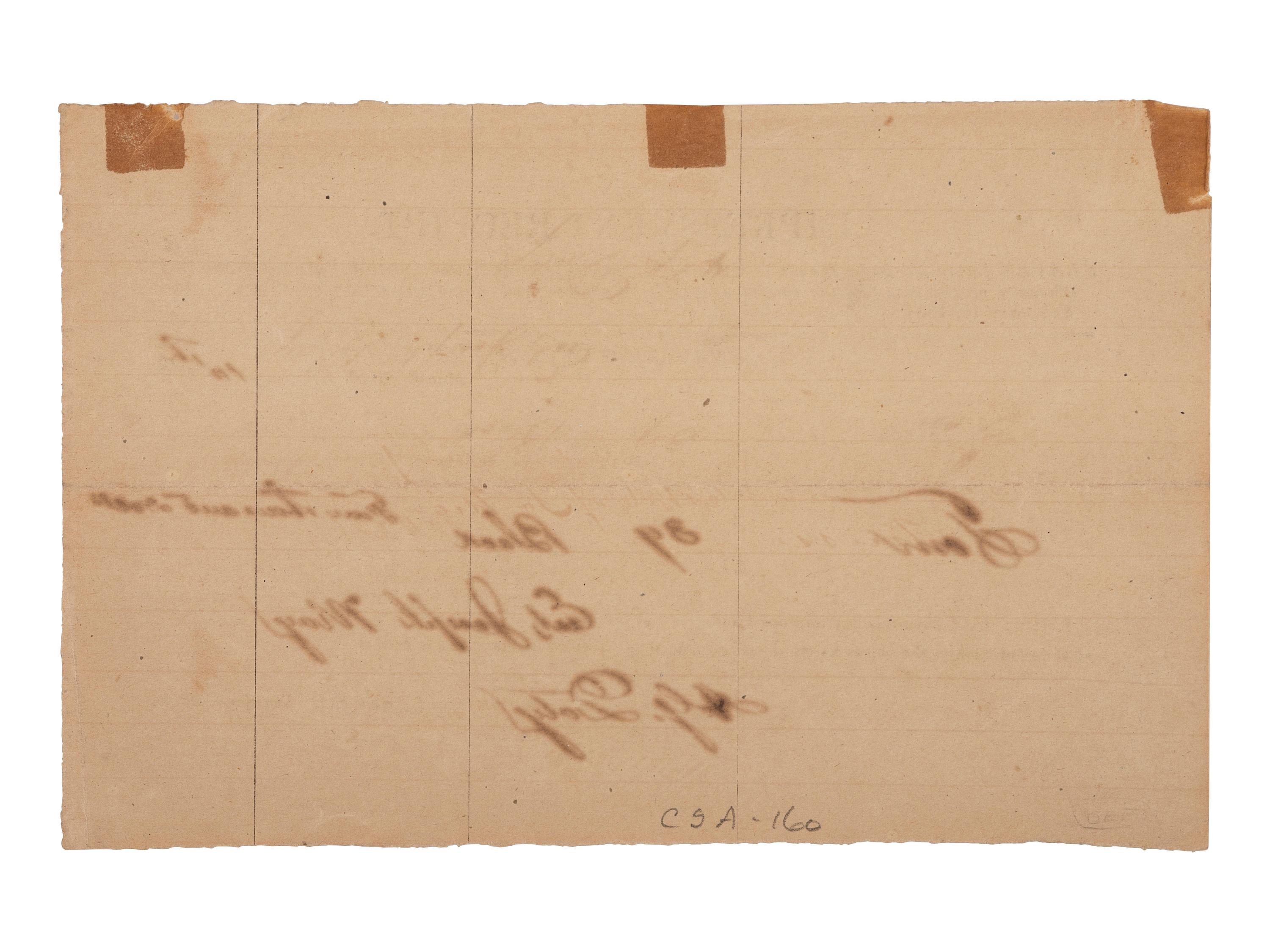 [CIVIL WAR]. "Impressment Receipt" for identified enslaved man. Macon, Mississippi, 11 Feb. 1865.