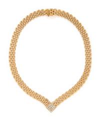 DIAMOND AND GOLD BRICK LINK NECKLACE