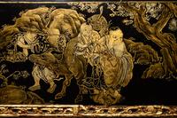 Two Gilt Decorated Black Lacquer Covered Boxes