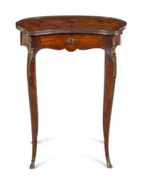 A Louis XV Style Gilt Bronze Mounted Marquetry Table à Ouvrage