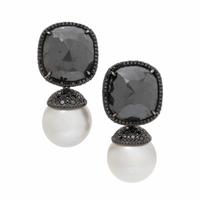 Mish, Cultured Pearl and Black Diamond Earrings
