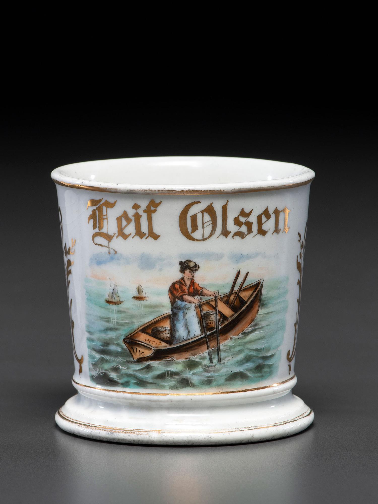 A Crab Fisherman's Porcelain Occupational Shaving Mug