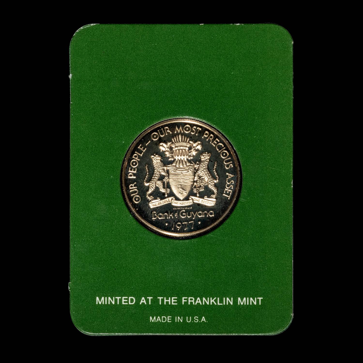 A 1977 Republic of Guyana Issued Franklin Mint Struck $100 Gold Proof