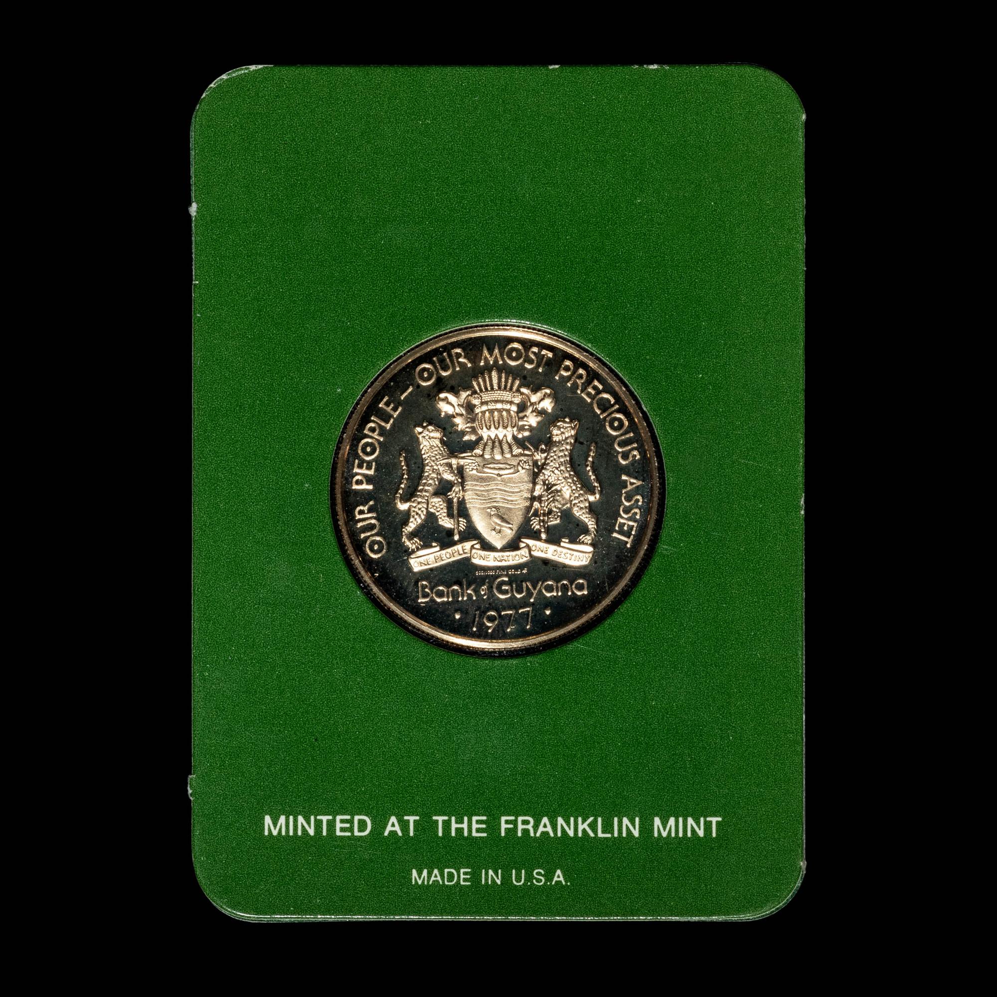 A 1977 Republic of Guyana Issued Franklin Mint Struck $100 Gold Proof