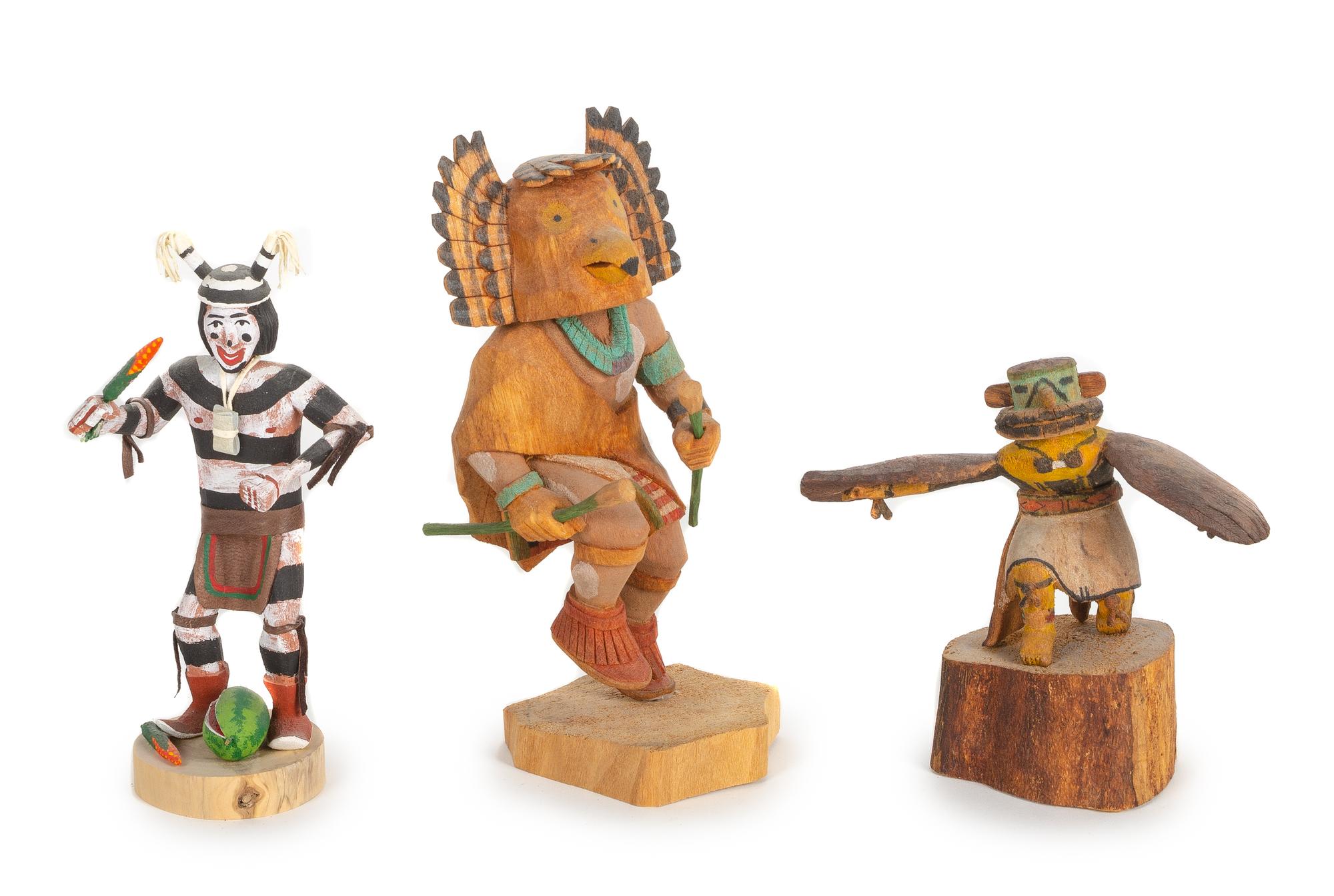 Three Contemporary Carved Wood Kachinas Height of first 7 3/4 inches