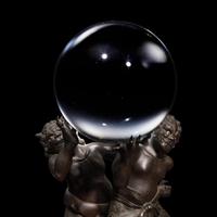 Miyao Eisuke, A Patinated Bronze 'Oni' Stand with Crystal Sphere, Meiji Period