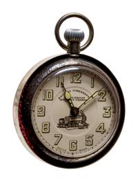 A Railroad Pocket Watch-Inset Blackthorn Walking Stick