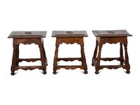 Three Italian Baroque Style Walnut Stools