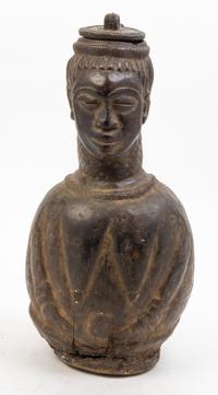 A Carved Wood Figural Jug Height 17 inches.