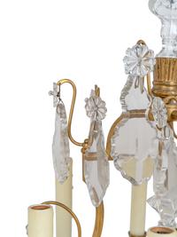 A Pair of French Gilt Metal Six-Light Candelabra Converted to Electricity