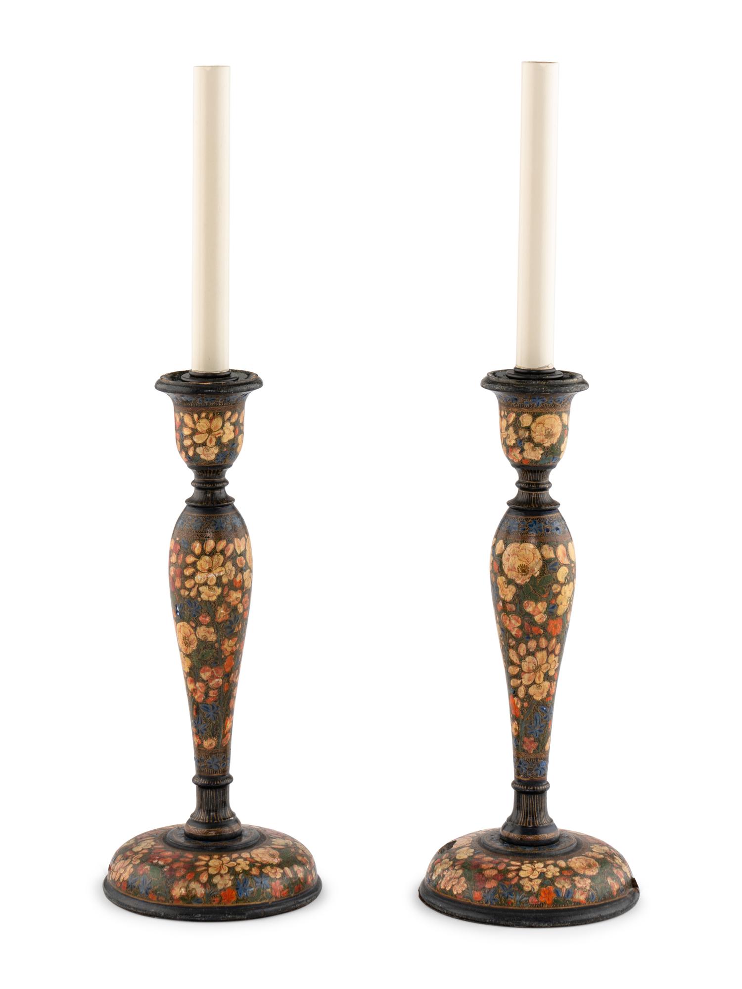 A Pair of Painted Table Lamps