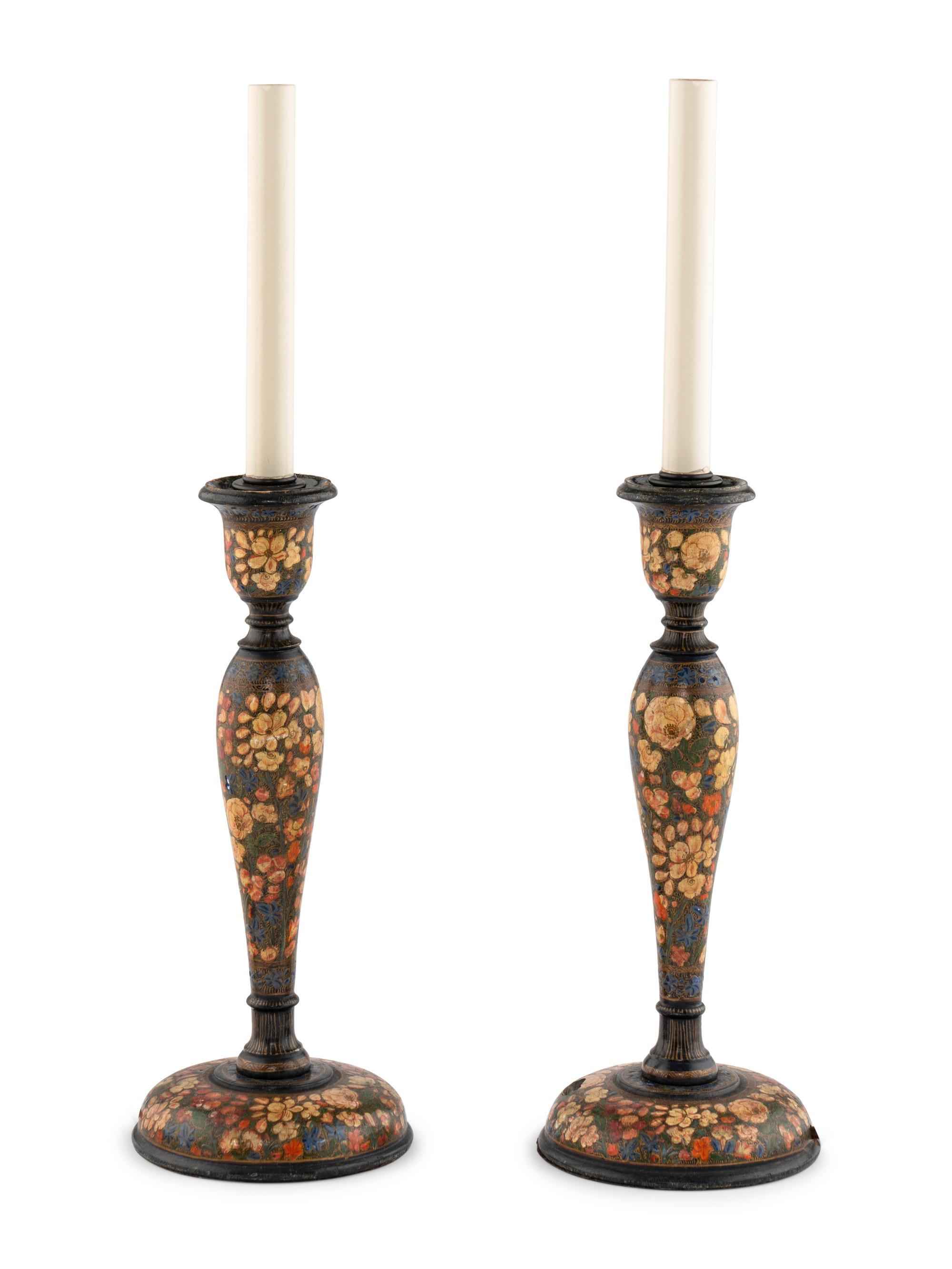 A Pair of Painted Table Lamps
