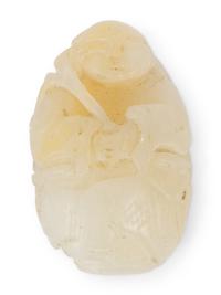 Six Chinese Carved Green Hardstone Ornaments — 20TH CENTURY