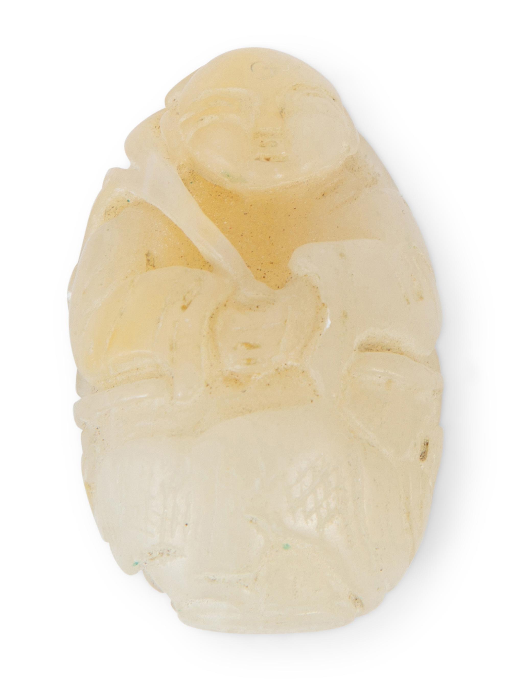 Six Chinese Carved Green Hardstone Ornaments — 20TH CENTURY