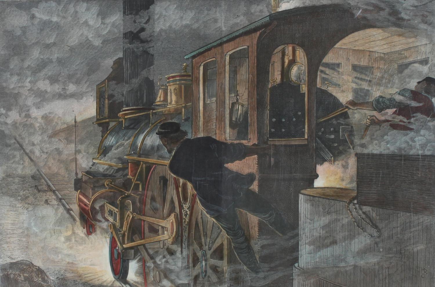 Five Hand Colored Woodblock Rail Road Prints Height 15 x width 9 1/2 inches (each) — LATE 19/EARLY 20TH CENTURY