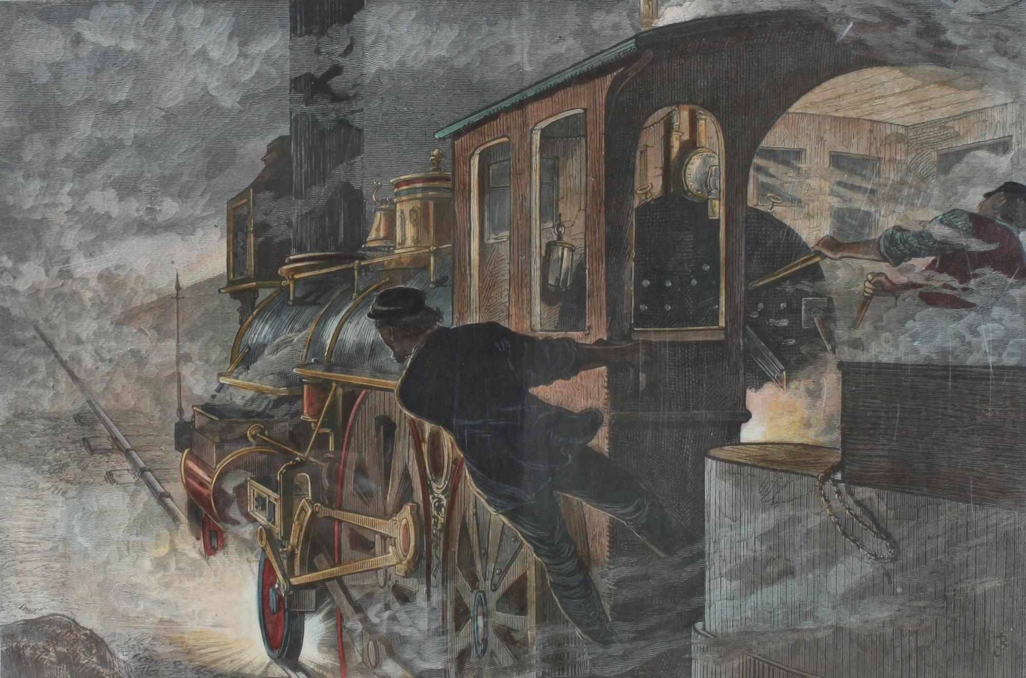 Five Hand Colored Woodblock Rail Road Prints Height 15 x width 9 1/2 inches (each) — LATE 19/EARLY 20TH CENTURY