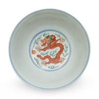 A Wucai 'Dragon and Phoenix' Porcelain Bowl