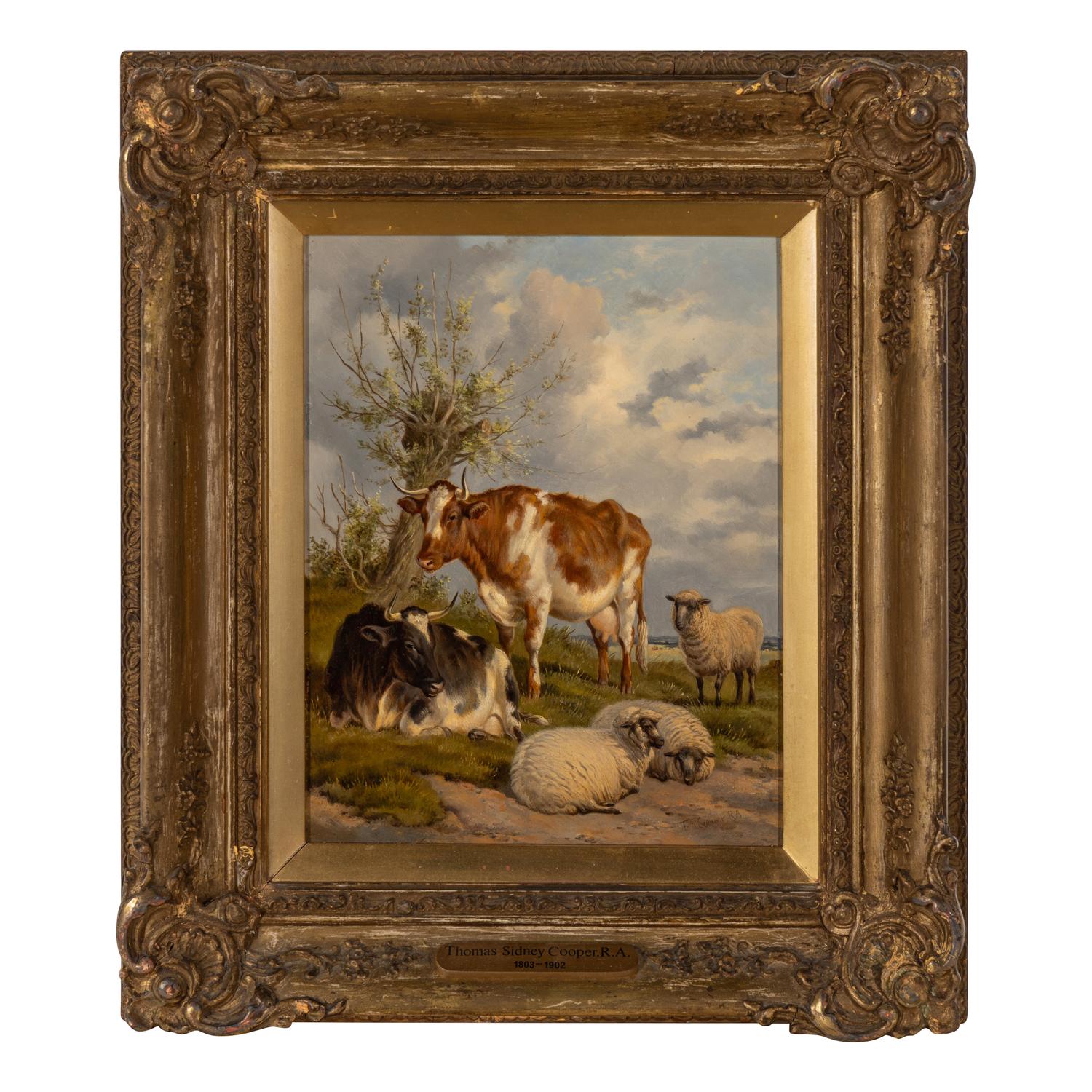 Thomas Sidney Cooper (British, 1803–1902) — Sheep and Cattle Resting in a Meadow