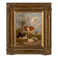 Thomas Sidney Cooper (British, 1803–1902) — Sheep and Cattle Resting in a Meadow