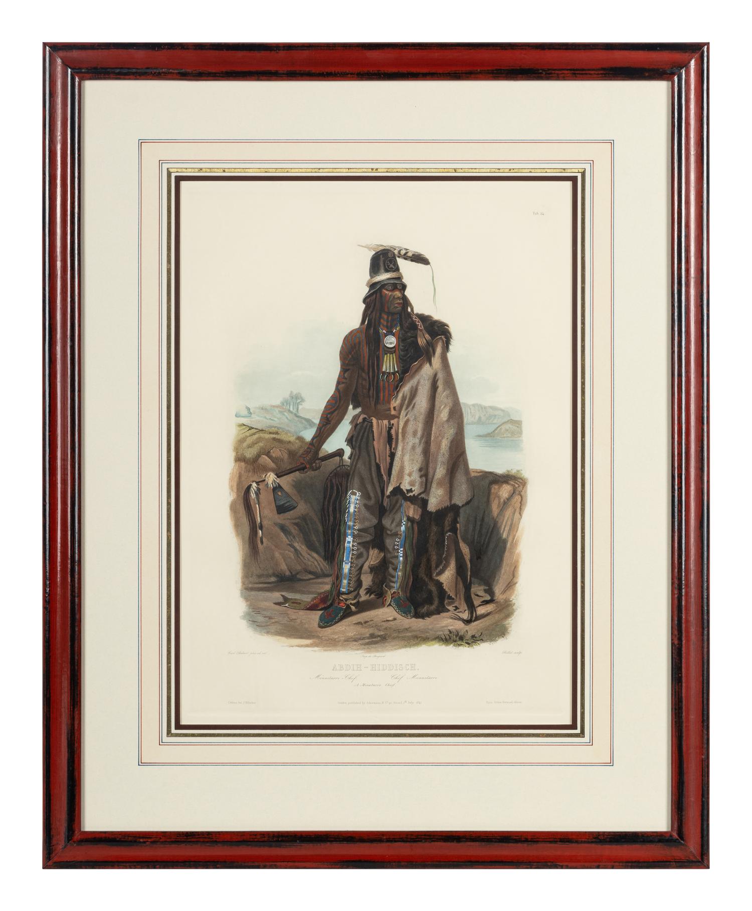 BODMER, Karl (1809-1893). ACKERMANN & Co., publisher. Abdih-Hiddisch... A Minatarre Chief .