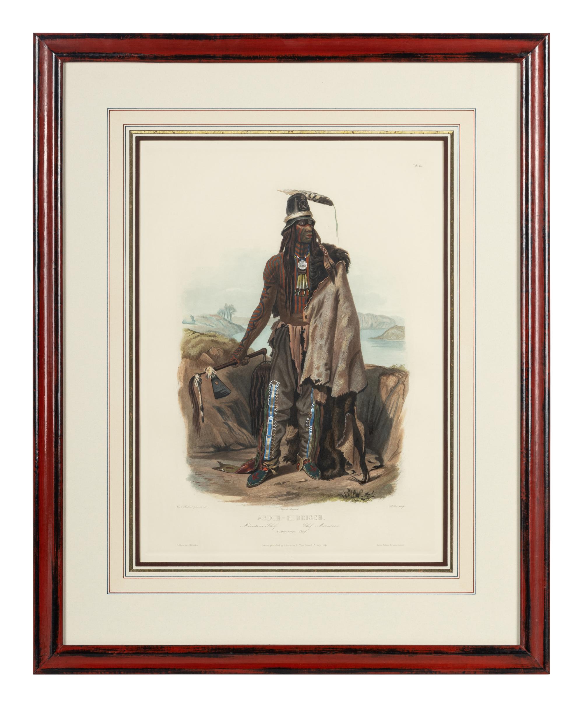 BODMER, Karl (1809-1893). ACKERMANN & Co., publisher. Abdih-Hiddisch... A Minatarre Chief .