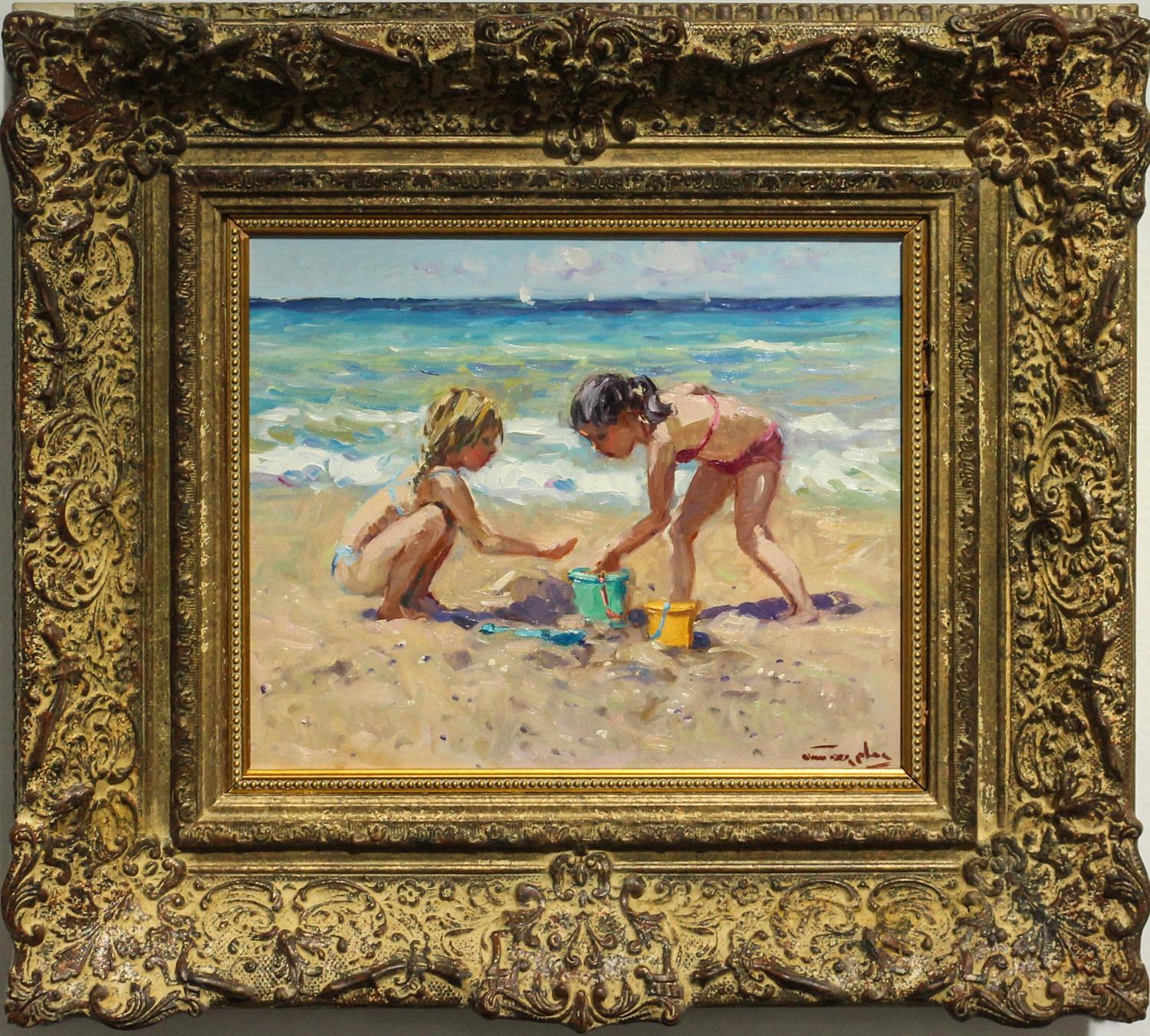 Niek van der Plas, (Dutch, b. 1954), Children on Beach