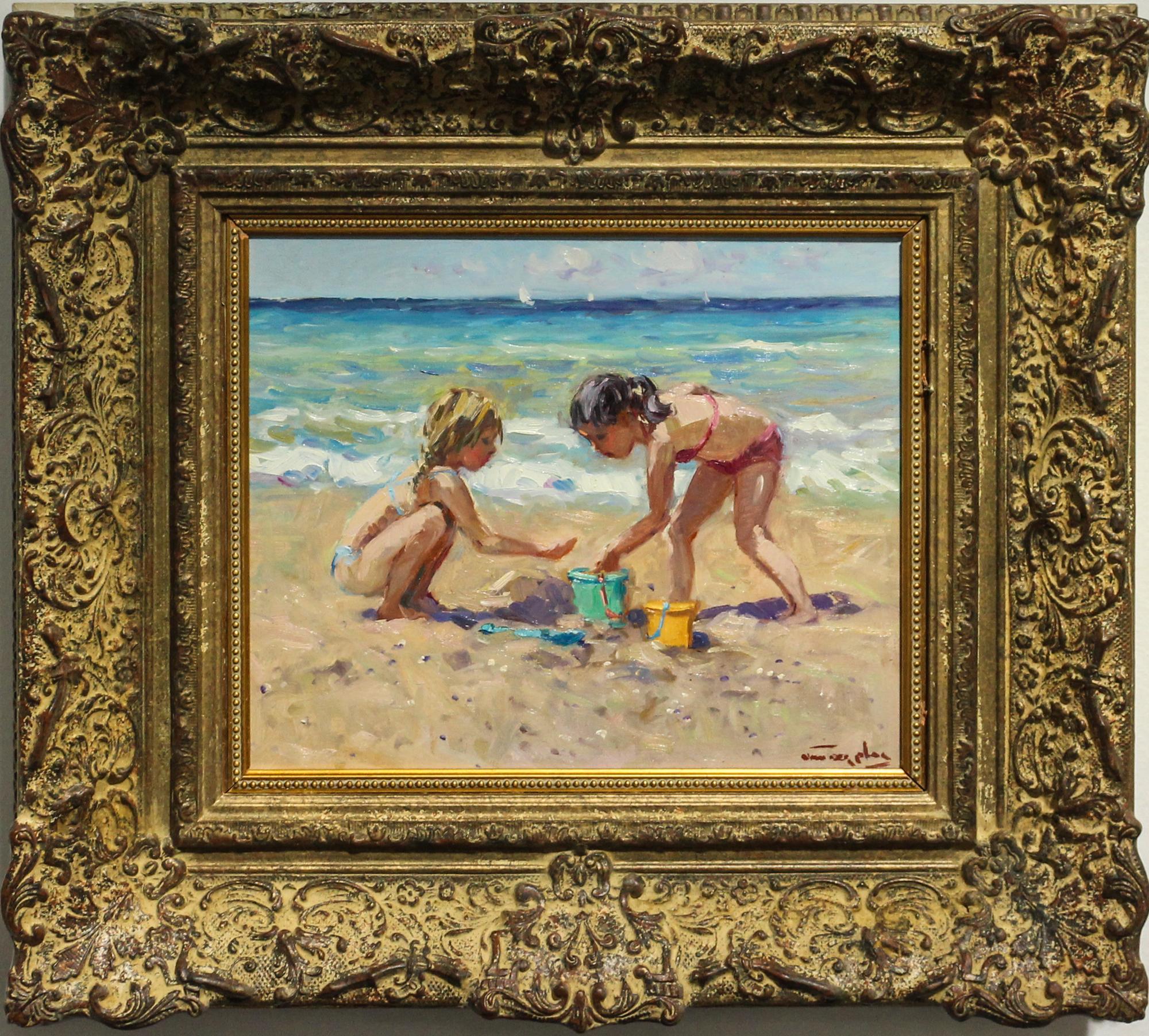 Niek van der Plas, (Dutch, b. 1954), Children on Beach