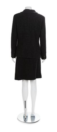 Chanel Black Jacket and Skirt, 2000s Size label: 44