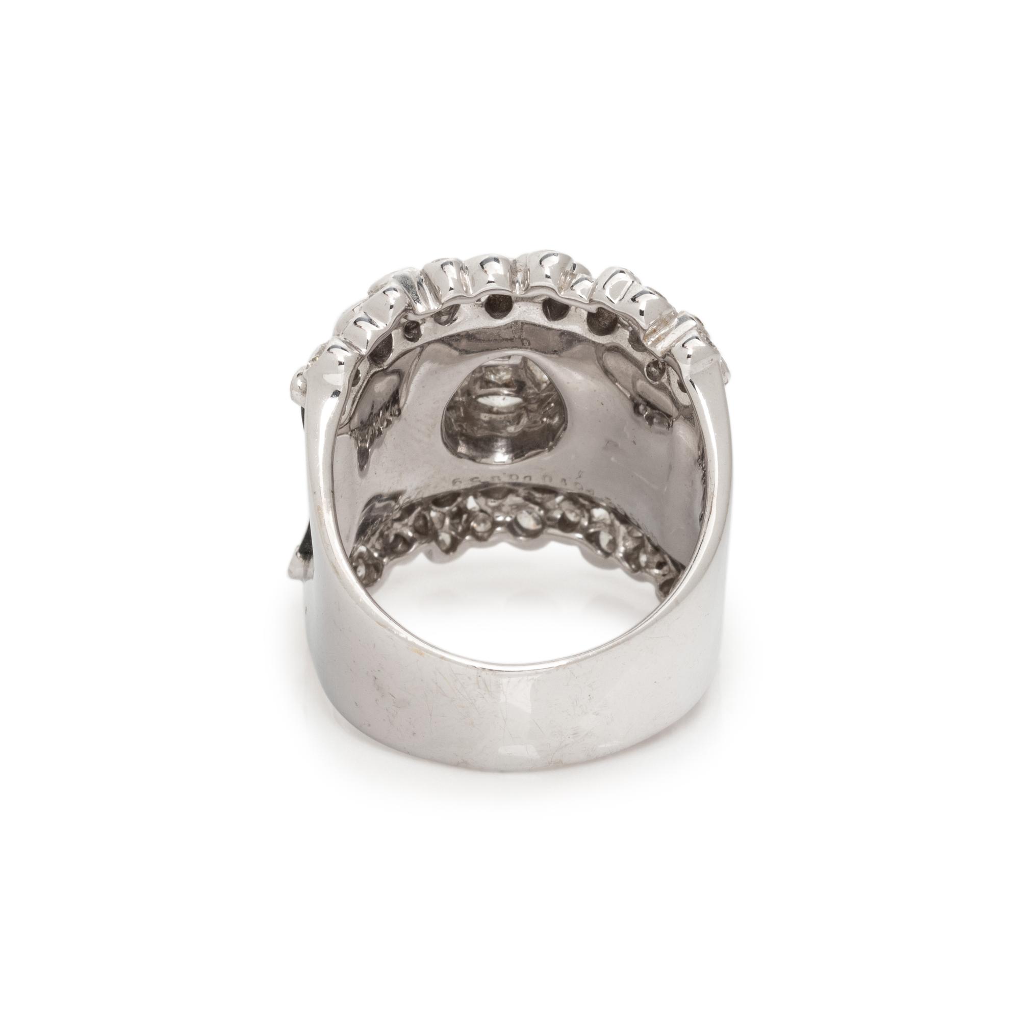 WHITE GOLD, DIAMOND AND BLACK ENAMEL RING