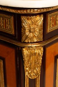 A Regence Style Marquetry Inlaid Gilt Bronze Mounted Marble Top Commode — 19TH CENTURY