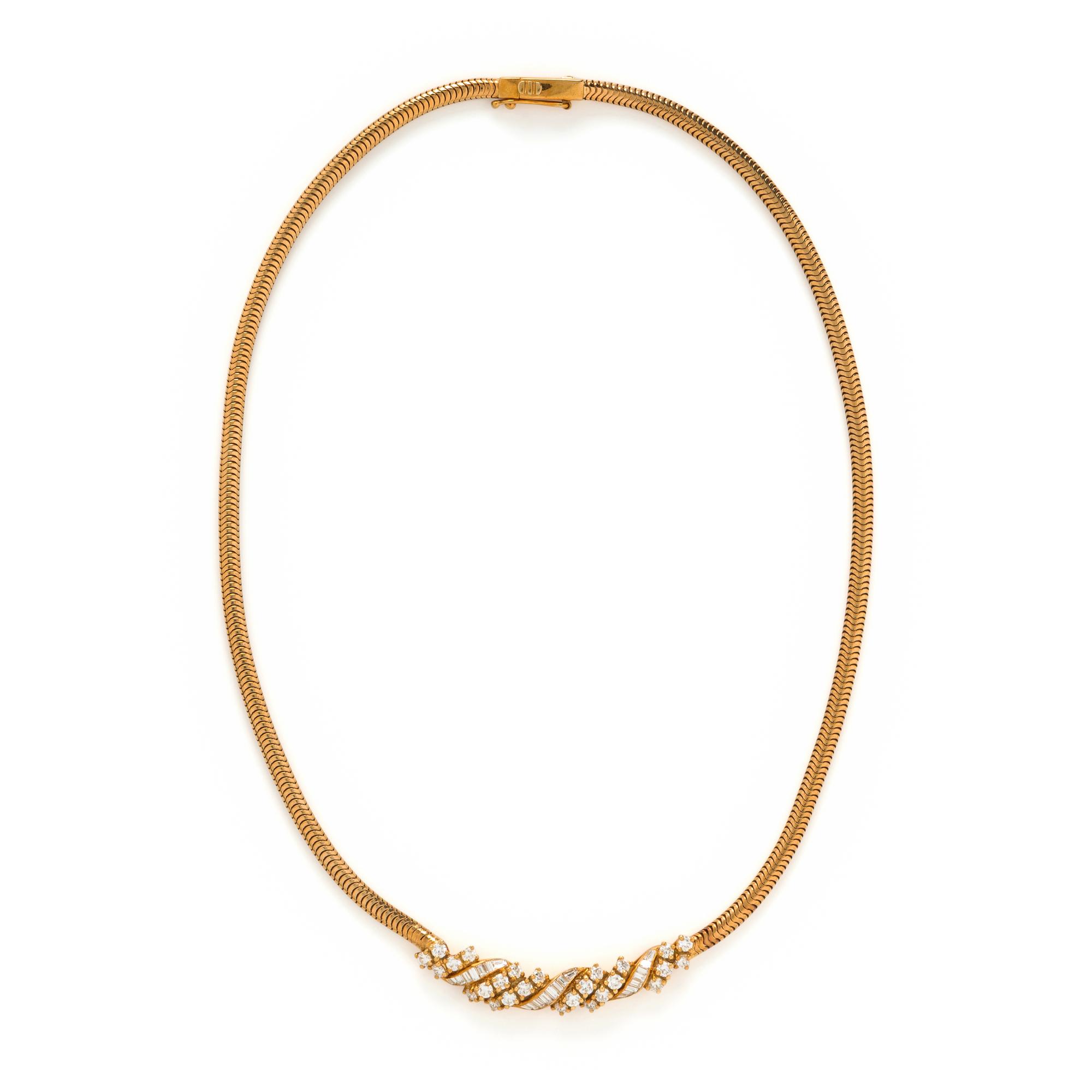 Yellow Gold and Diamond Necklace and Bracelet