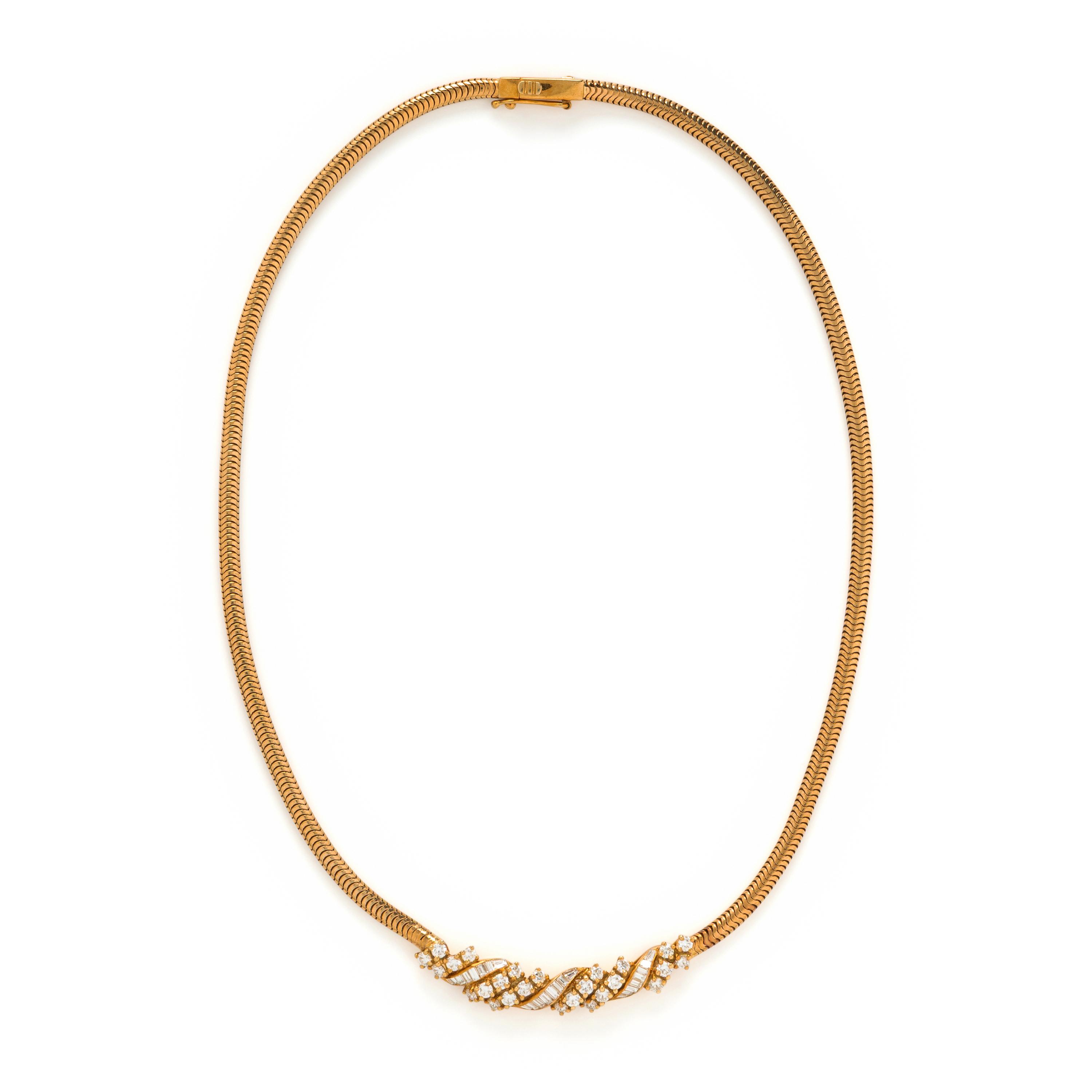 Yellow Gold and Diamond Necklace and Bracelet