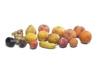 A Group of Carved and Painted Stone Fruit