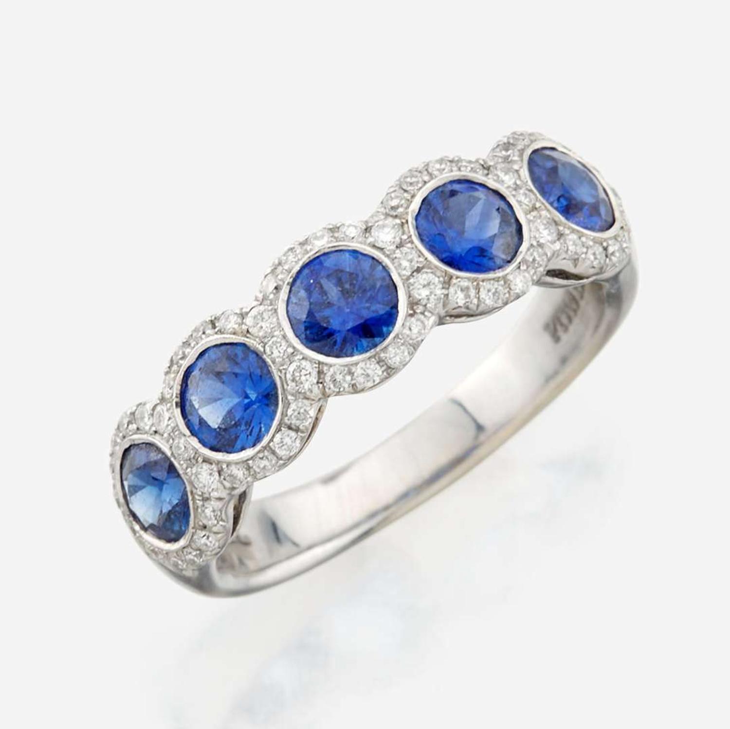 A sapphire, diamond, and platinum ring, JB Star