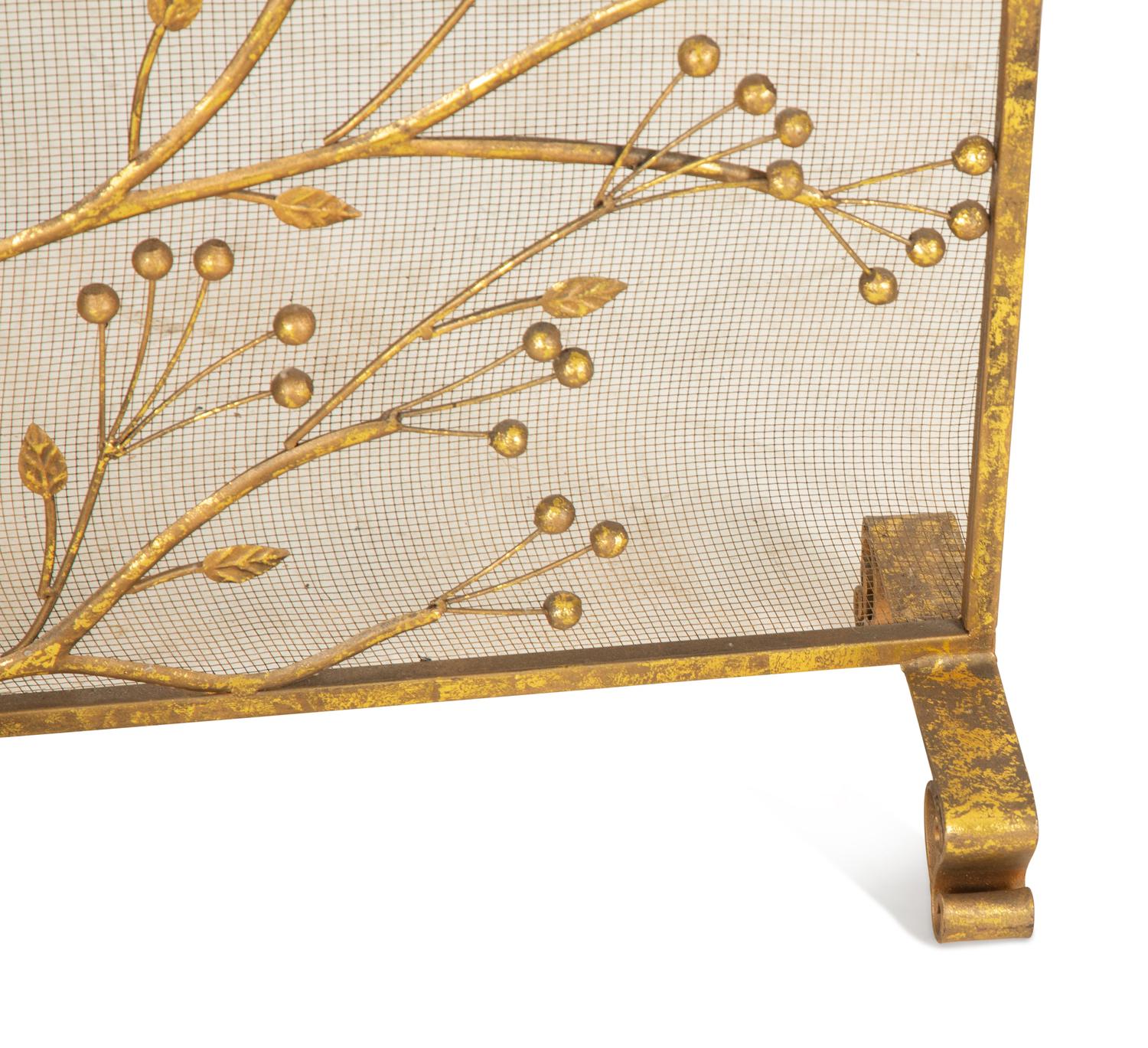 A Gilt Metal Fire Screen with Berried Branches — 20th Century