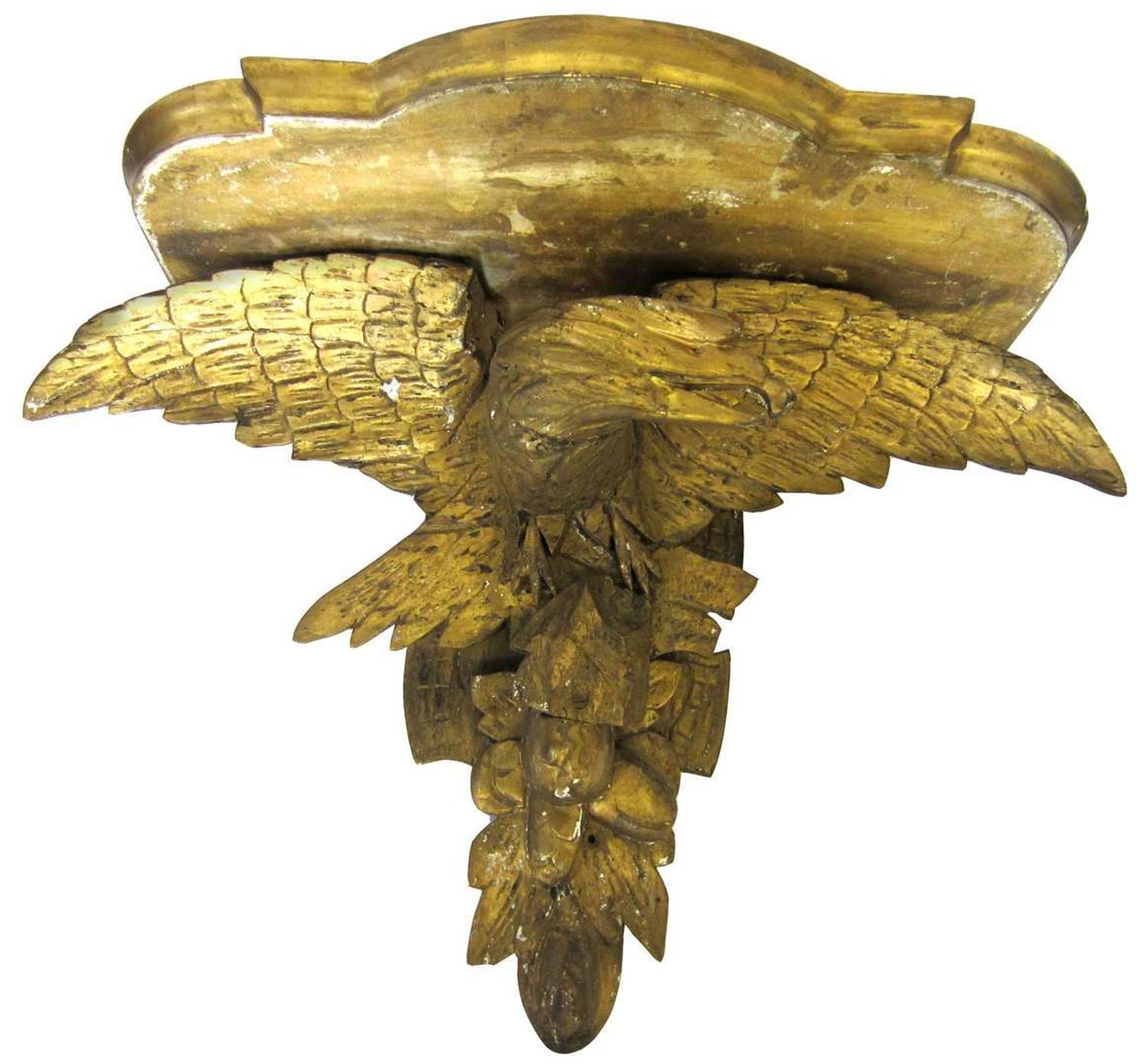Carved and gilded eagle wall bracket 19th century